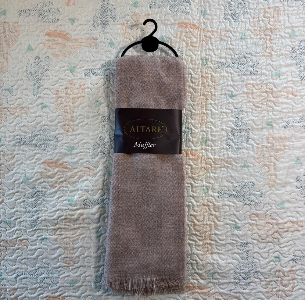 NWT Altare Muffler Scarf Beige Fringe Soft Knit Wrap
